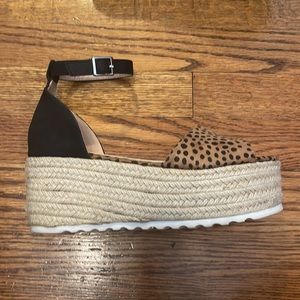 Leopard print platform espadrilles